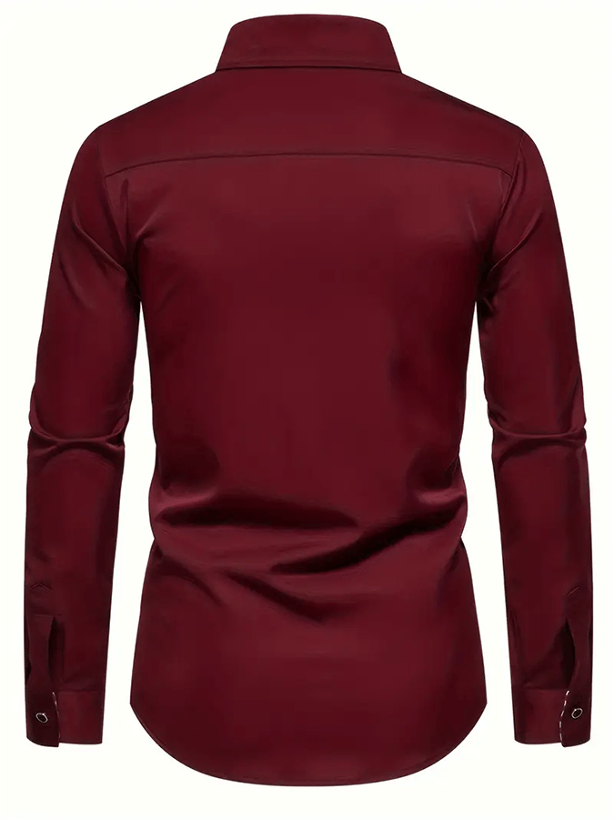 Men's Business Casual Printed Long Sleeve Shirt
