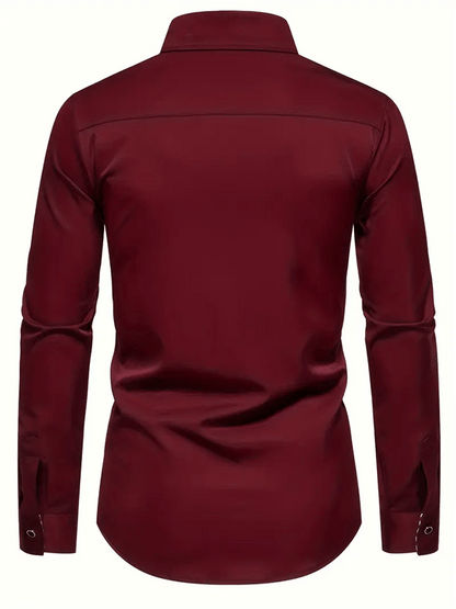 Men's Business Casual Printed Long Sleeve Shirt