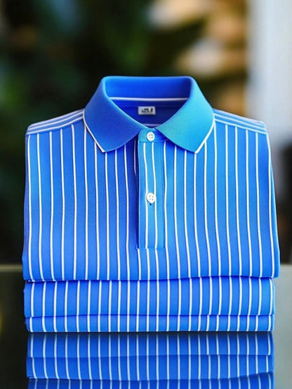 Men's Classic Business Logo Button Short Sleeve Polo Shirt