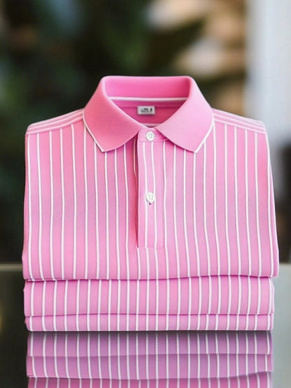 Men's Classic Business Logo Button Short Sleeve Polo Shirt