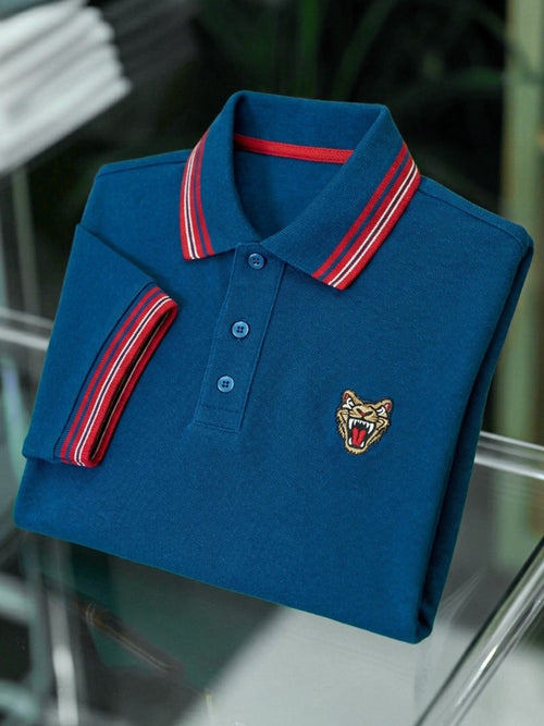 Men's Business Stroped Short-Sleeve Polo Shirt
