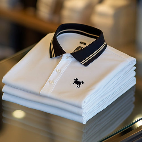 Men's Business Casual Button Short Sleeve Polo Shirt