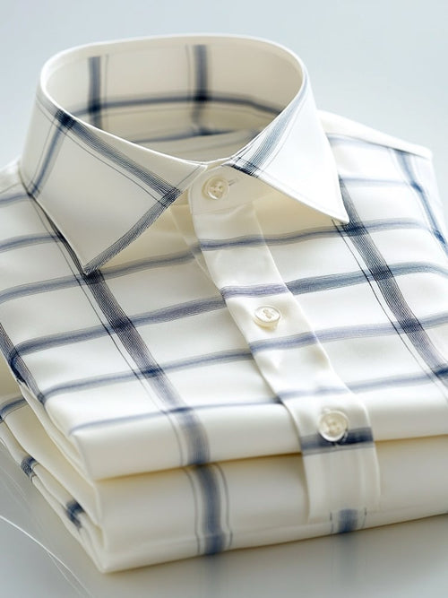 Men's Business Casual Plaid Lapel Short Sleeve Shirt