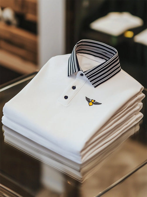 Men's Business Casual Button Short Sleeve Polo Shirt