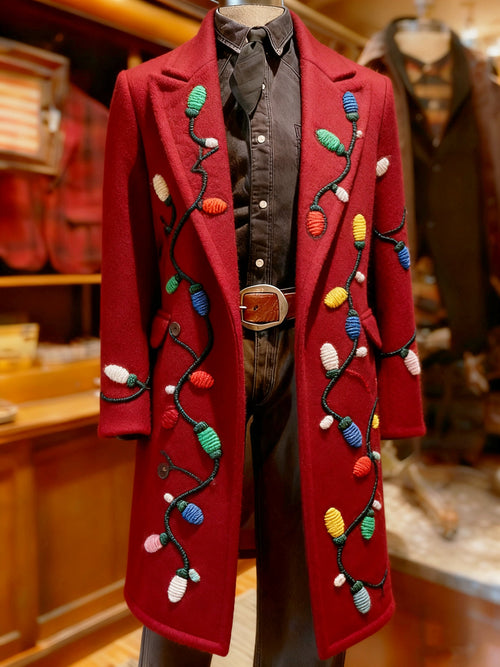 Men's Business Christmas LightsLong Wool Coat