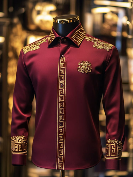 Men's Satin Luxe Long Sleeve Button Down Shirt