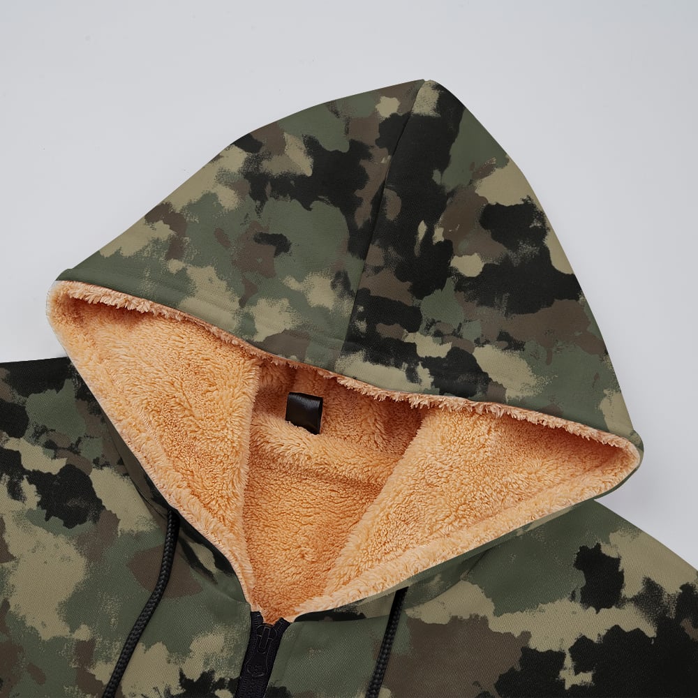 Men's Vintage Western Tiger Camouflage Print Fleece Zipper Jacket