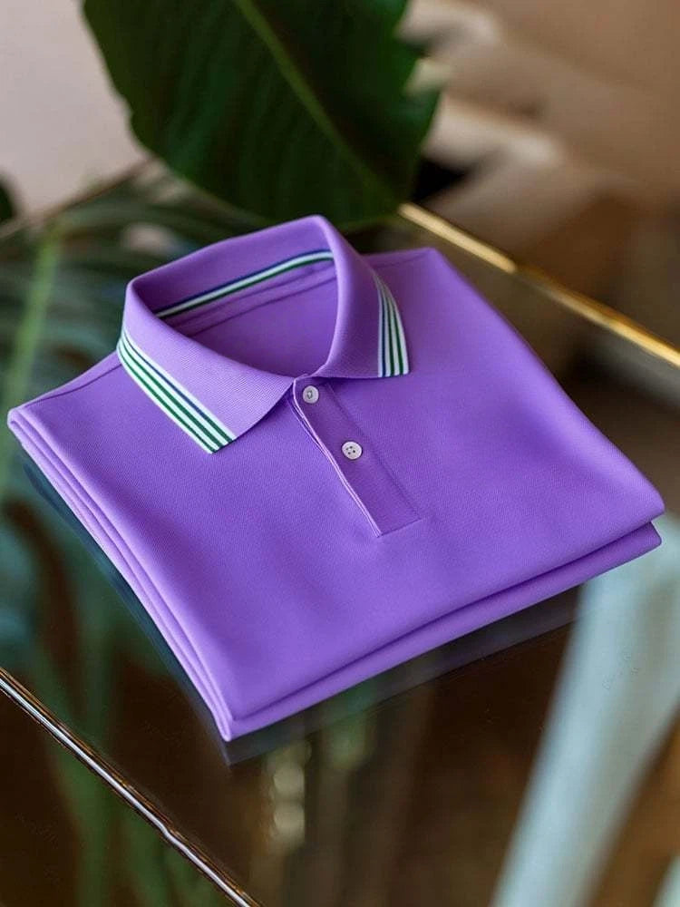 Men's Business Logo Button-Down Short Sleeve Polo Shirt