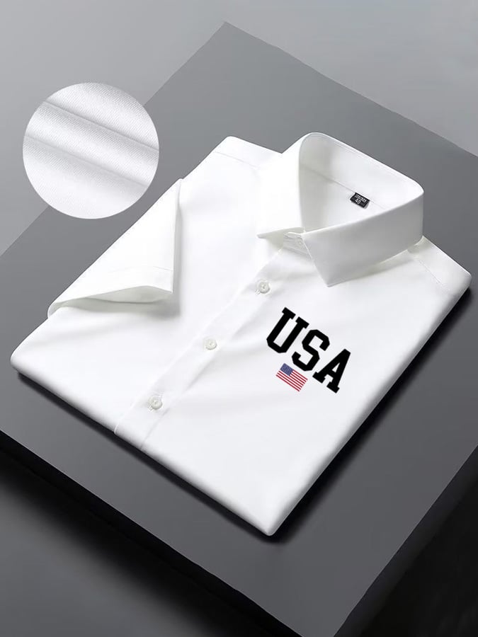 Men's Independence Day Flag Print Short Sleeve Shirt