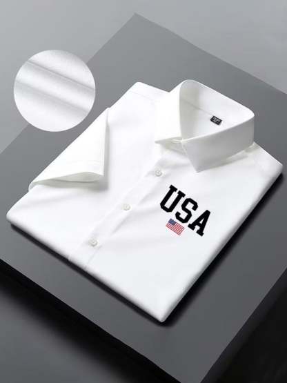 Men's Independence Day Flag Print Short Sleeve Shirt