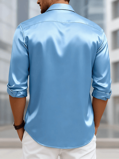 Men's Business Luxury Long Sleeve Lapel Button Down Casual Shirt