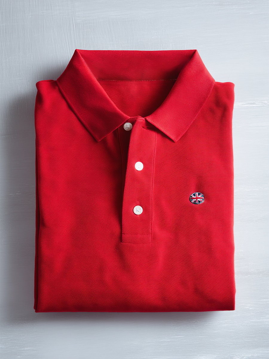 Men's Business Casual Union Jack Button Short Sleeve Polo Shirt