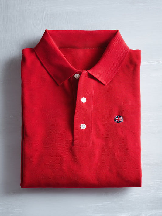 Men's Business Casual Union Jack Button Short Sleeve Polo Shirt