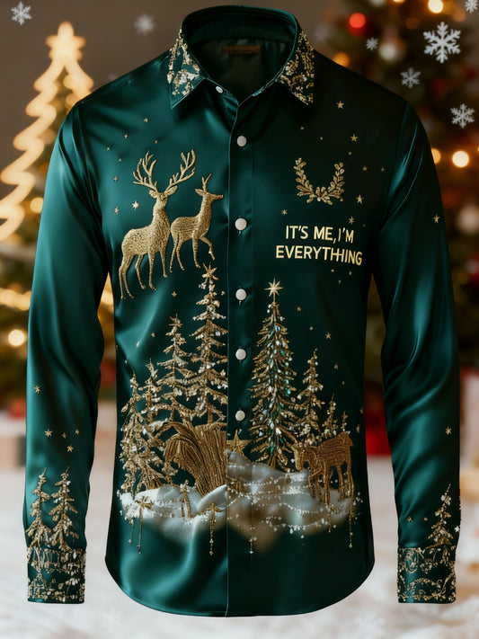 Men's Christmas "IT'S ME, I'M EVERYTHING" Print Long Sleeve Shirt
