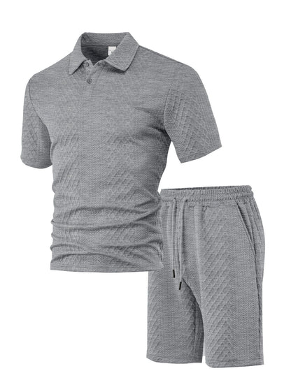 Men's Knit Short Sleeve Polo Shirt set