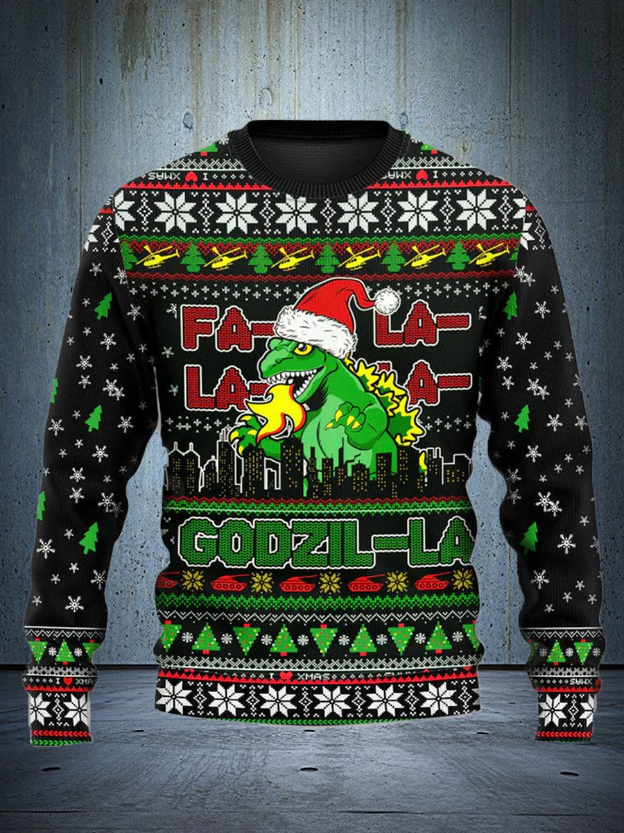 Christmas Godzilla Falalalala - Ugly Christmas Sweatshirt