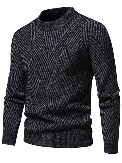 Men's Fashionable Patterned Pullover Long-Sleeved Sweater
