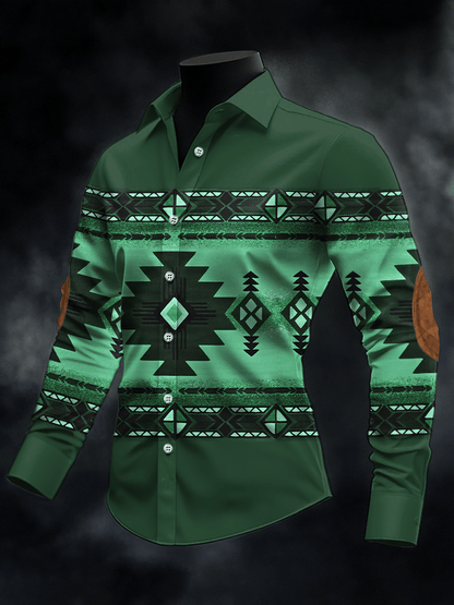 Men's Retro Western Print Casual Shirt