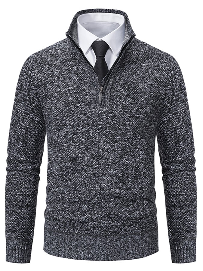 Men's Fashionable Velvet Warm Zipper Design Sweater