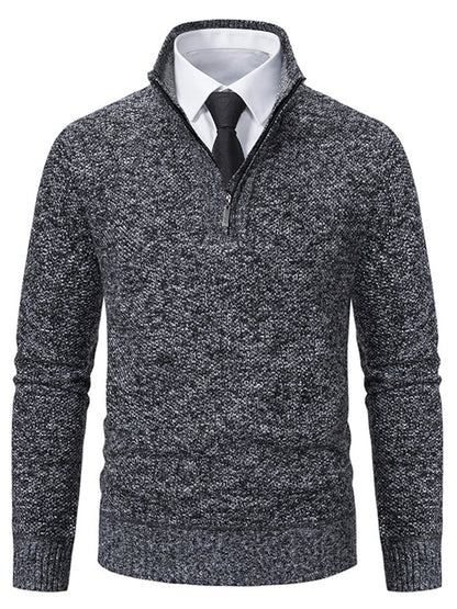 Men's Fashionable Velvet Warm Zipper Design Sweater