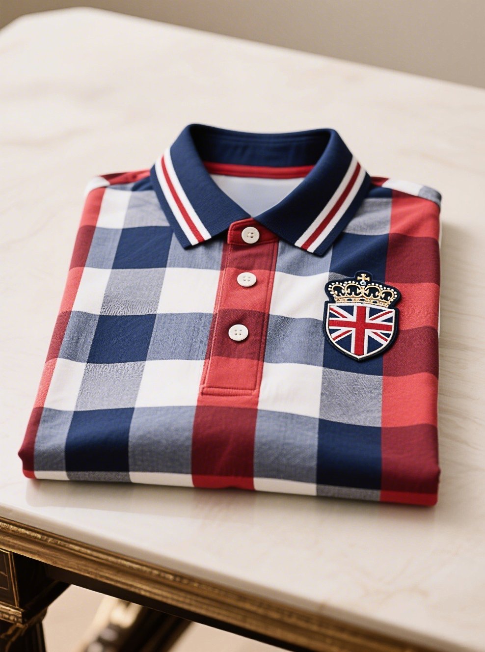 Men's Business Casual Union Jack Button Short Sleeve Polo Shirt