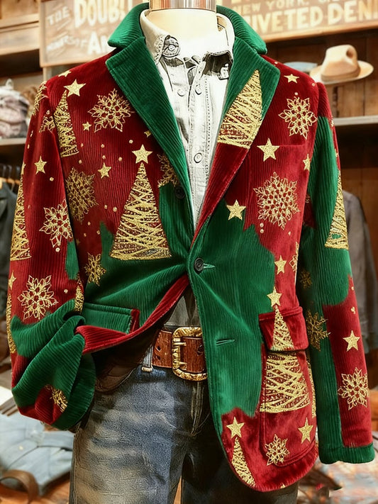 Men's Christmas Art Design Print Casual Coat
