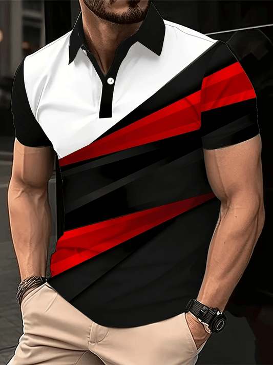 Men's Business Casual Logo Button Short Sleeve Polo Shirt