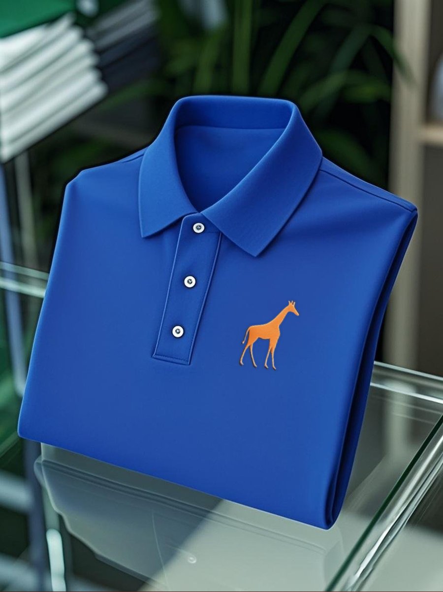 Men's Business Casual Button Short Sleeve Polo Shirt