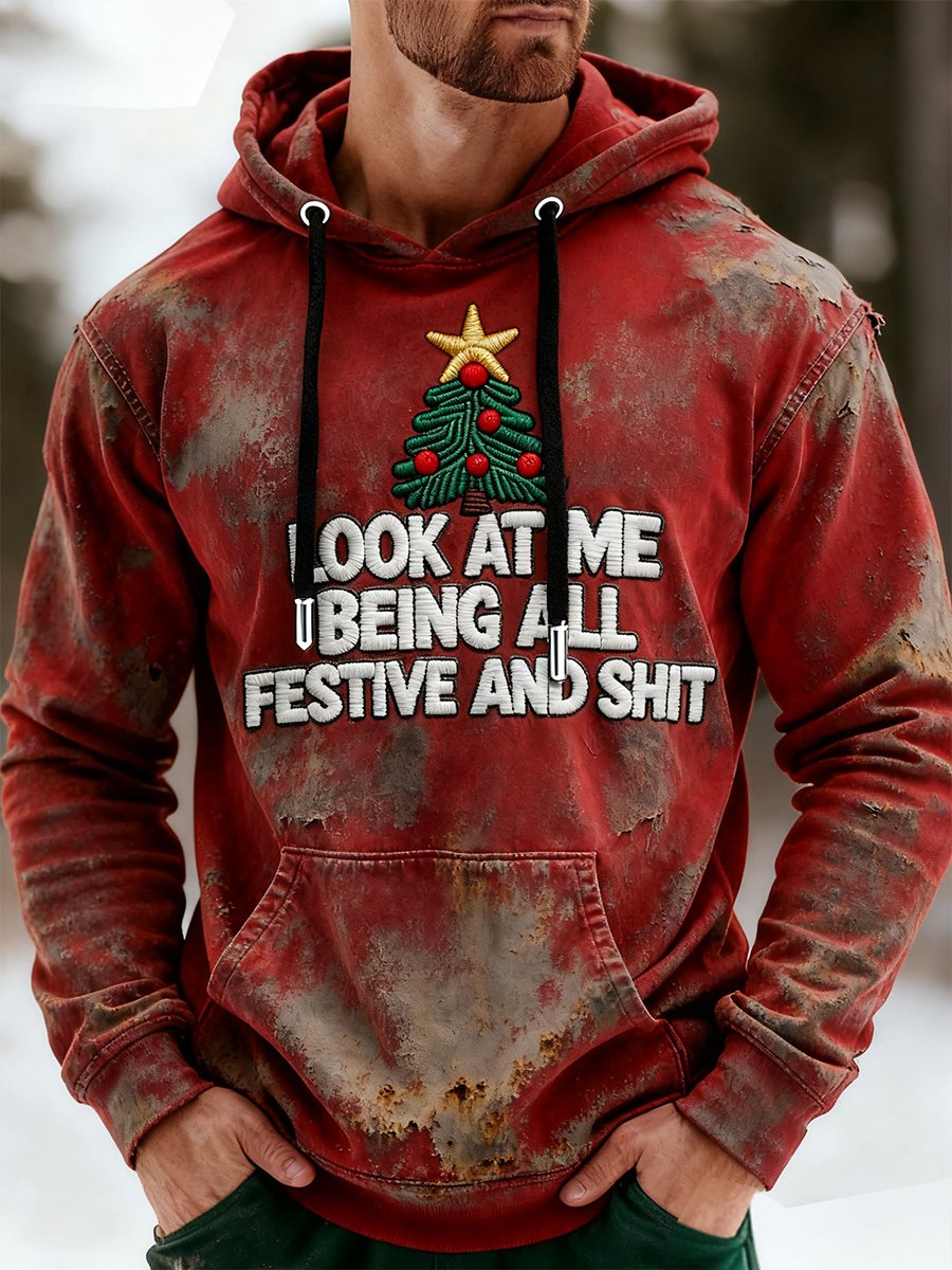 Men's Retro Christmas Print Hoodie