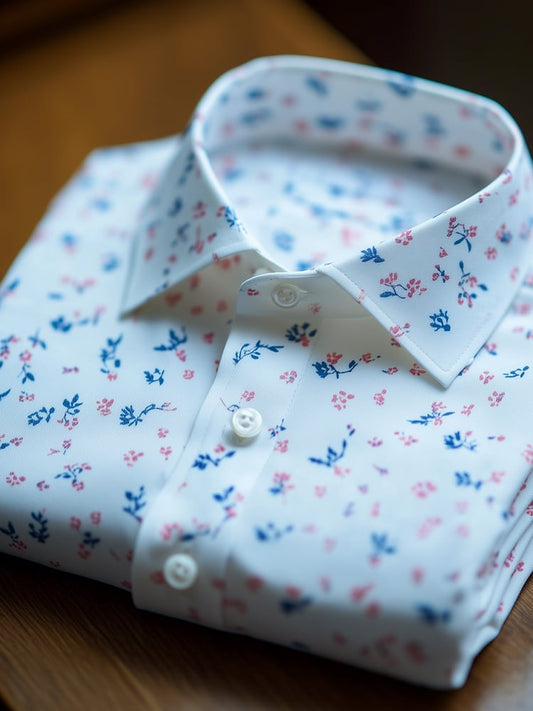 Men's Business Casual Floral Lapel Short Sleeve Shirt