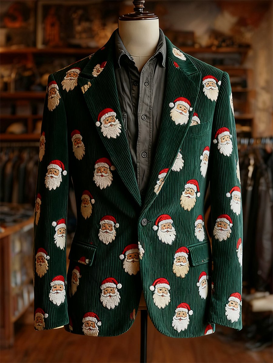 Men's Vintage Casual Christmas Party Corduroy Blazer