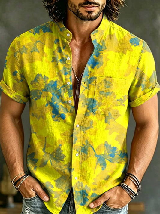 Men's Retro Style Floral Print Short Sleeve Shirt