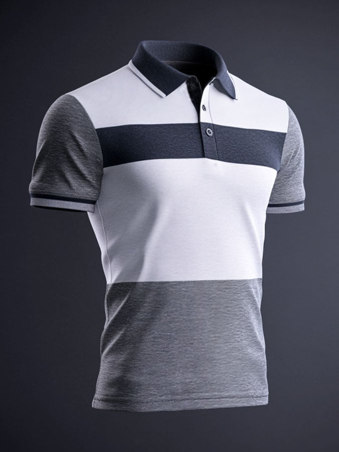 Men'S Casual Classic Contrast Color Print Business Short-Sleeved Polo Shirt