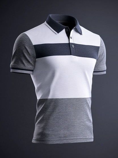 Men'S Casual Classic Contrast Color Print Business Short-Sleeved Polo Shirt