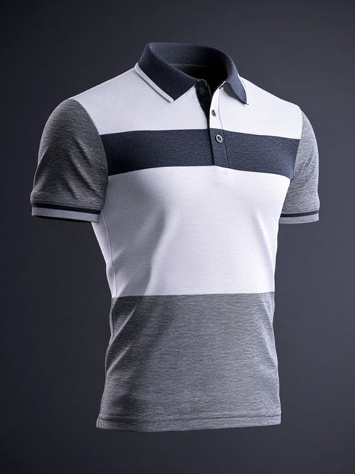 Men'S Casual Classic Contrast Color Print Business Short-Sleeved Polo Shirt