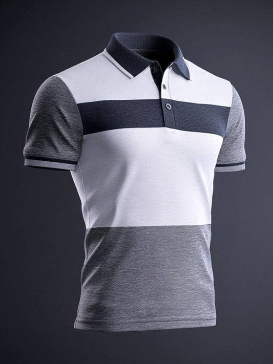 Men'S Casual Classic Contrast Color Print Business Short-Sleeved Polo Shirt