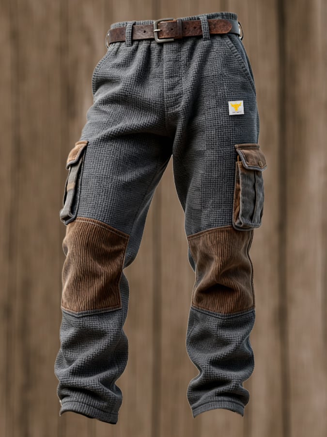 Men's Vintage Outdoor Knee Pad Waffle Pocket Work Pants