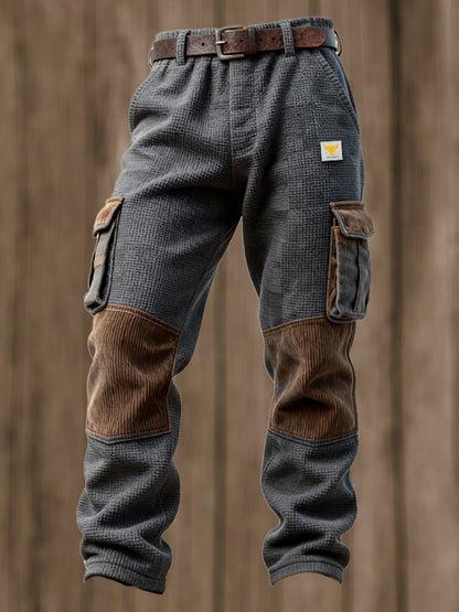 Men's Vintage Outdoor Knee Pad Waffle Pocket Work Pants
