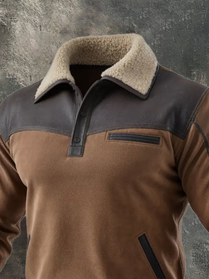 Men's Retro Warm Lambswool Long Sleeve Sweatshirt