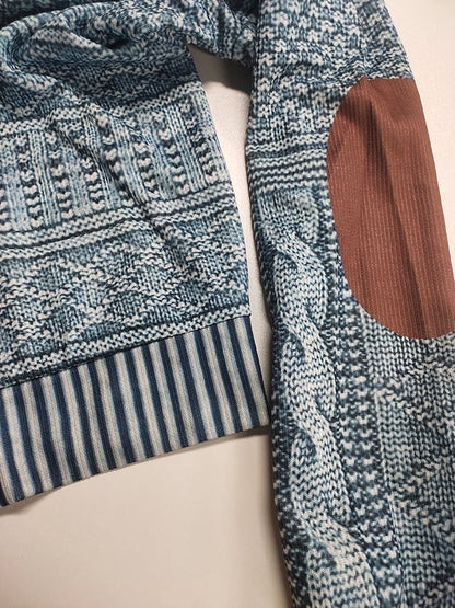 Men's Vintage Knit Print Zip-Up Sweatshirt