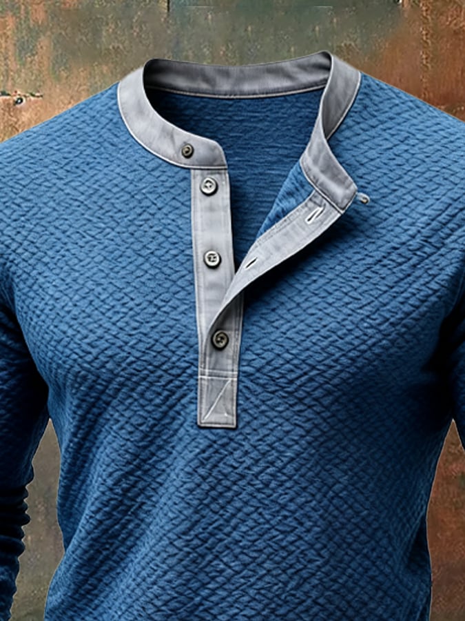 Men's Vintage Colorblock Comfort Henley T-Shirt