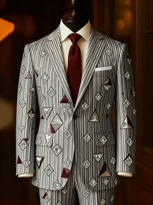 Men's Luxury Business Striped Lapel Suit Jacket