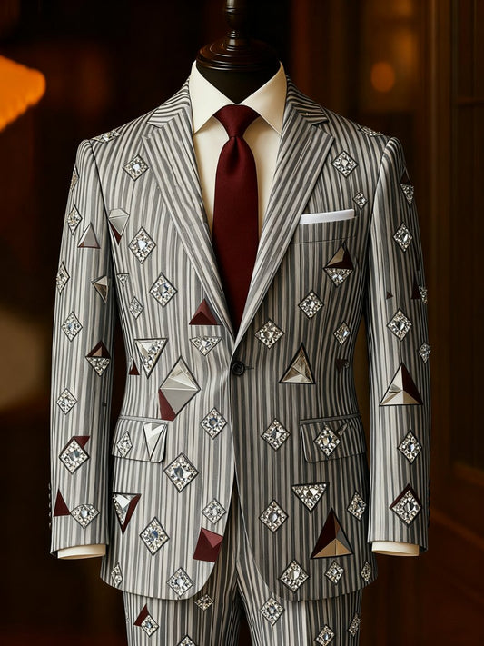 Men's Luxury Business Striped Lapel Suit Jacket