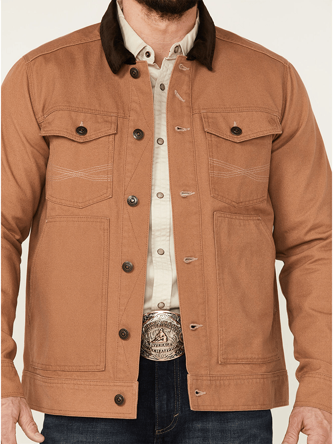 Men's Retro Western Colorblock Multi-Pocket Outdoor Outer Jacket