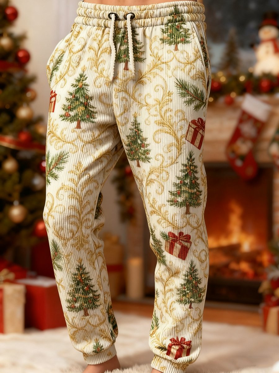 Men's Fashion Christmas Evergreen Gift Corduroy Trousers