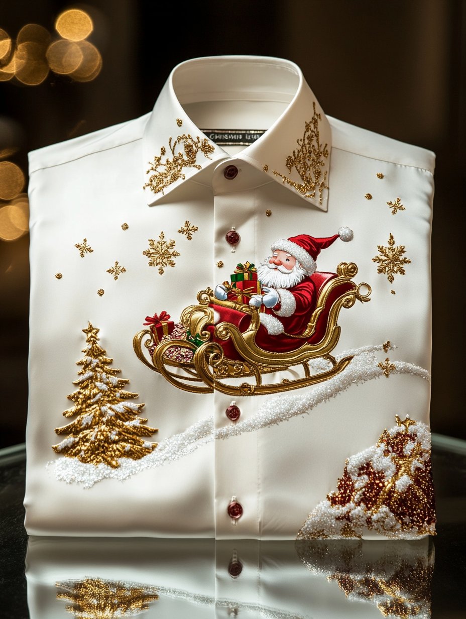 Men's Christmas Print Long Sleeve Shirt