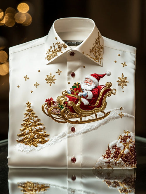 Men's Christmas Print Long Sleeve Shirt