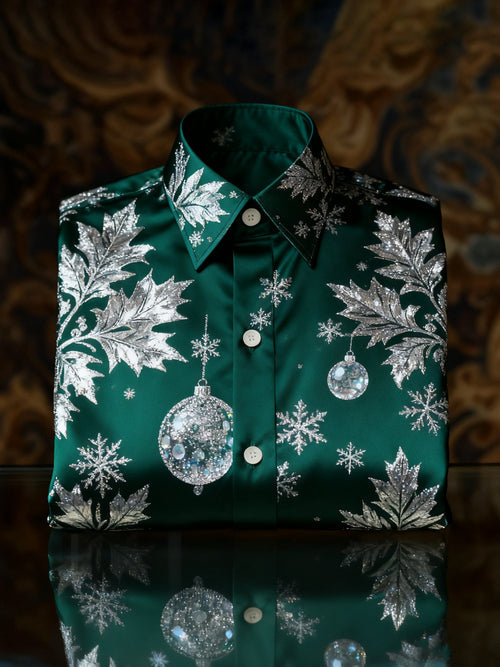 Men's Luxury Christmas Party Long Sleeve Button-Down Shirt