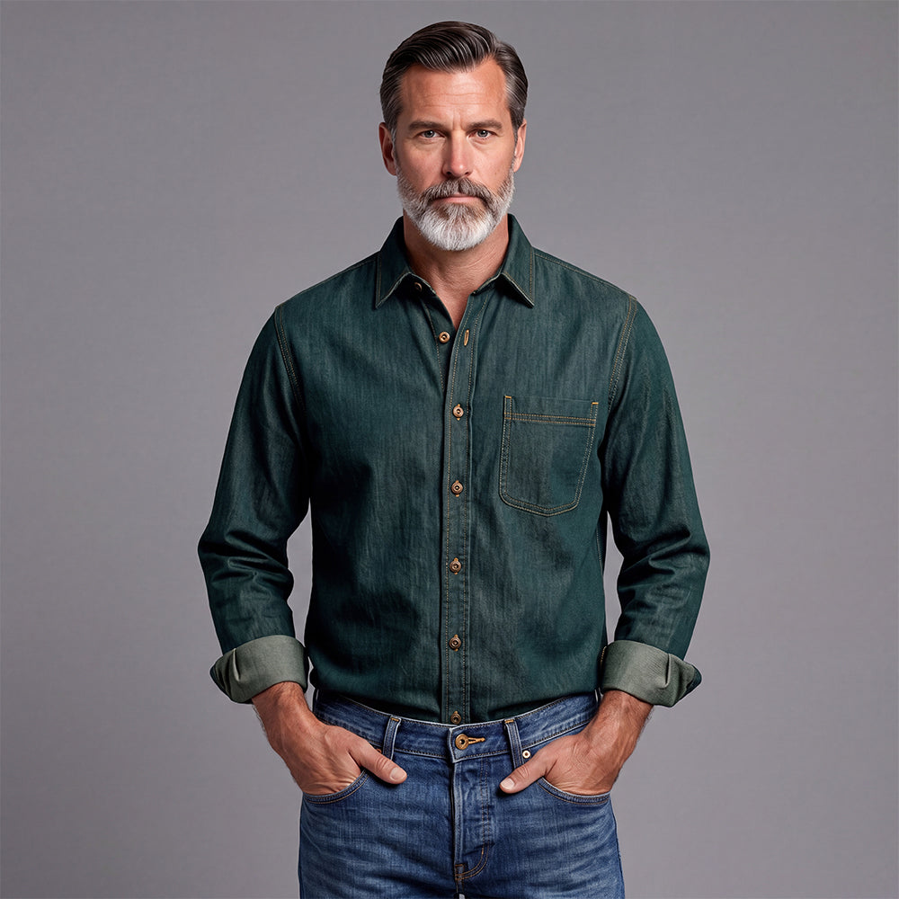 Casual Denim Shirt Jacket For Men