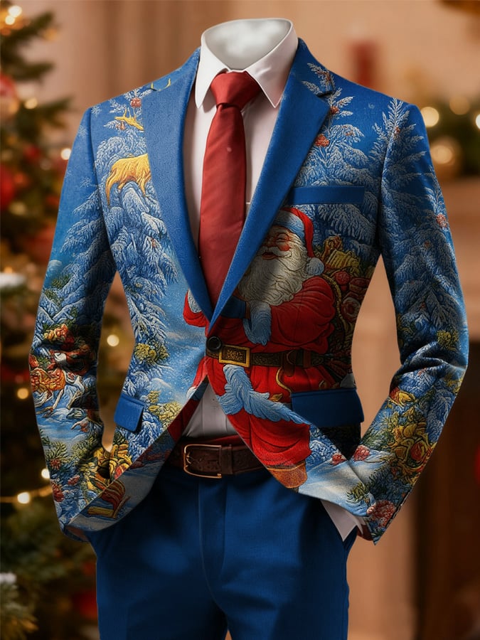 Men's Christmas Print Suit Jacket